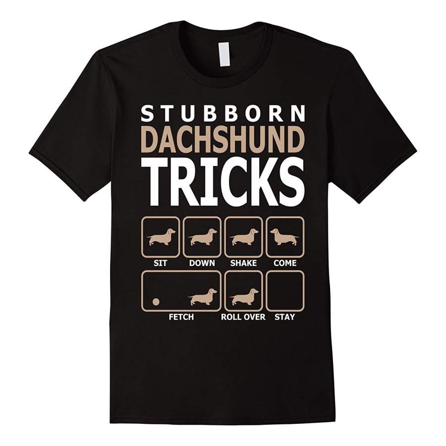 Stubborn Dachshund Tricks T-Shirt Men Round Neck T-Shirts Cotton T-Shirt