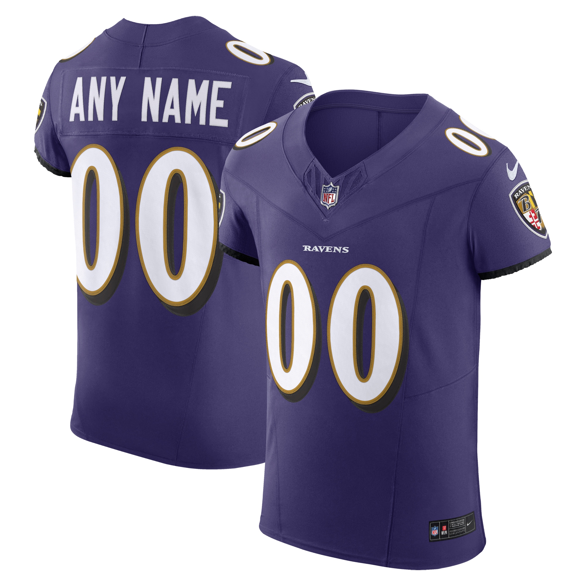 Men’s Baltimore Ravens Purple Vapor F.U.S.E. Elite Custom Jersey