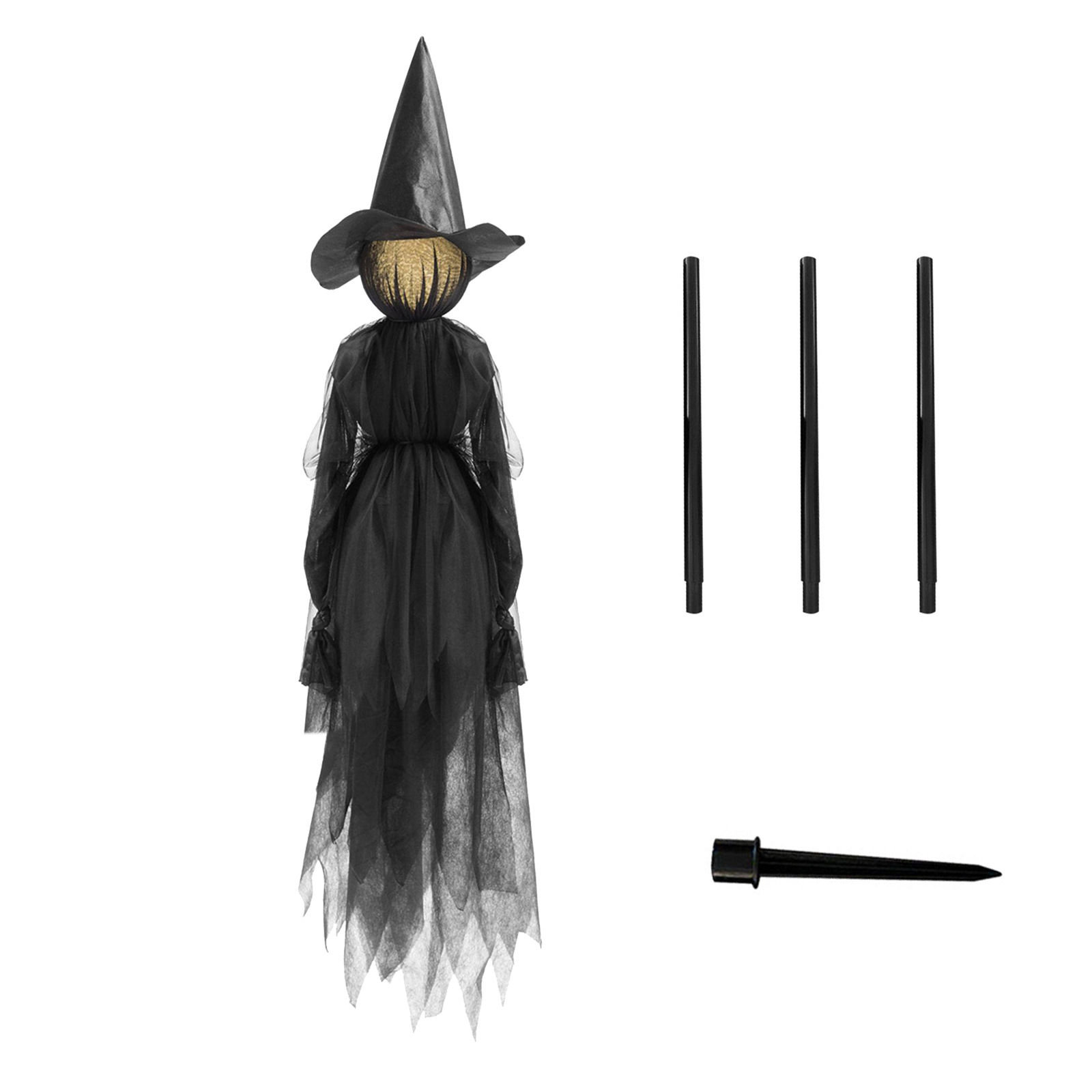 3Pcs Halloween Witches Decor Set 7 Color Lighting Up Witch Head Scary Outdoor Garden Party Horror Ghost Creepy Skeleton Props Alx Trendy Fashion