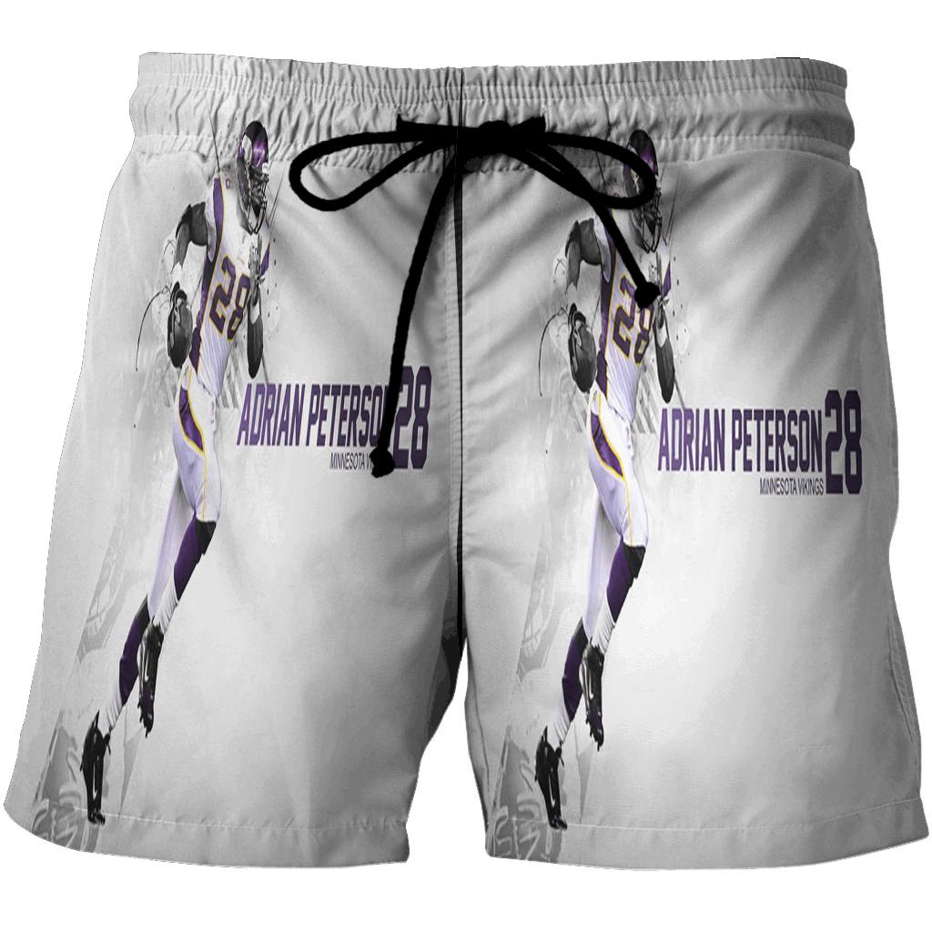 Minnesota Vikings Adrian Peterson 28 V2 3D All Over Print Summer Beach Hawaiian Short