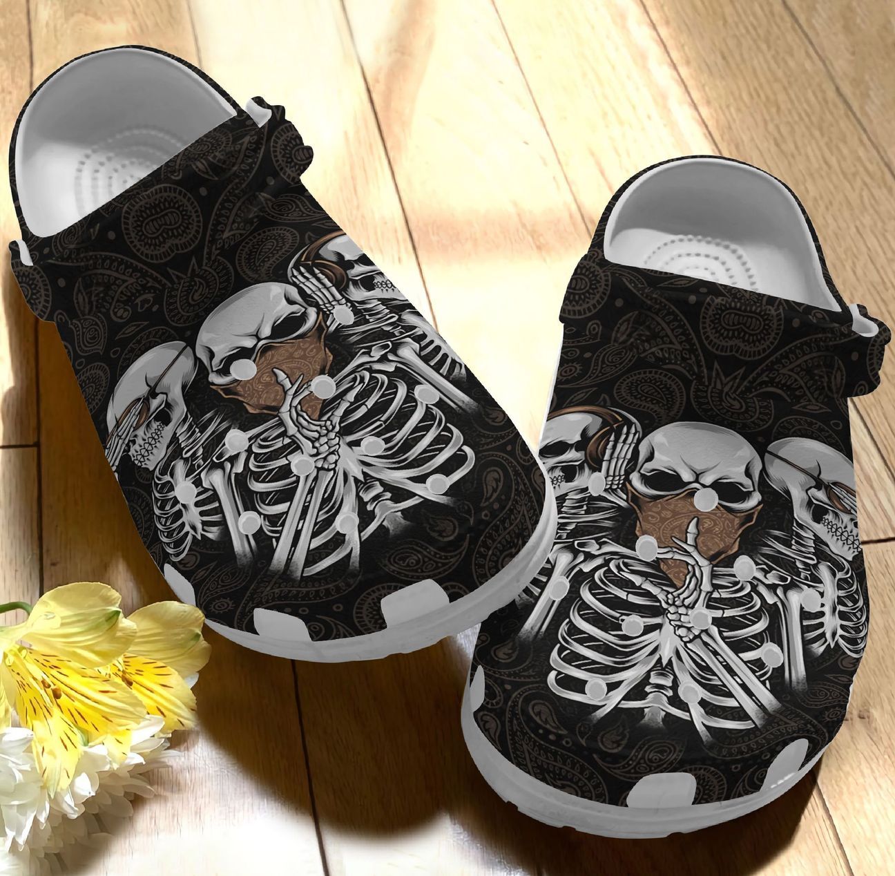 Skull Personalized Clog, Custom Name, Text, Color, Number Fashion Style For Women, Men, Kid, Print 3D Fake Love Skull