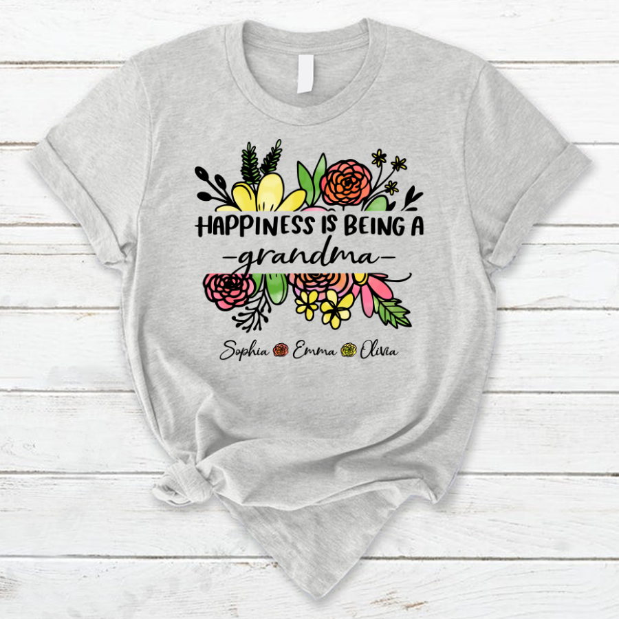 Happiness Is Being A Grandma, Floral Cute T-Shirt Gift To Grandma, Mother’S Day Gift T-Shirt