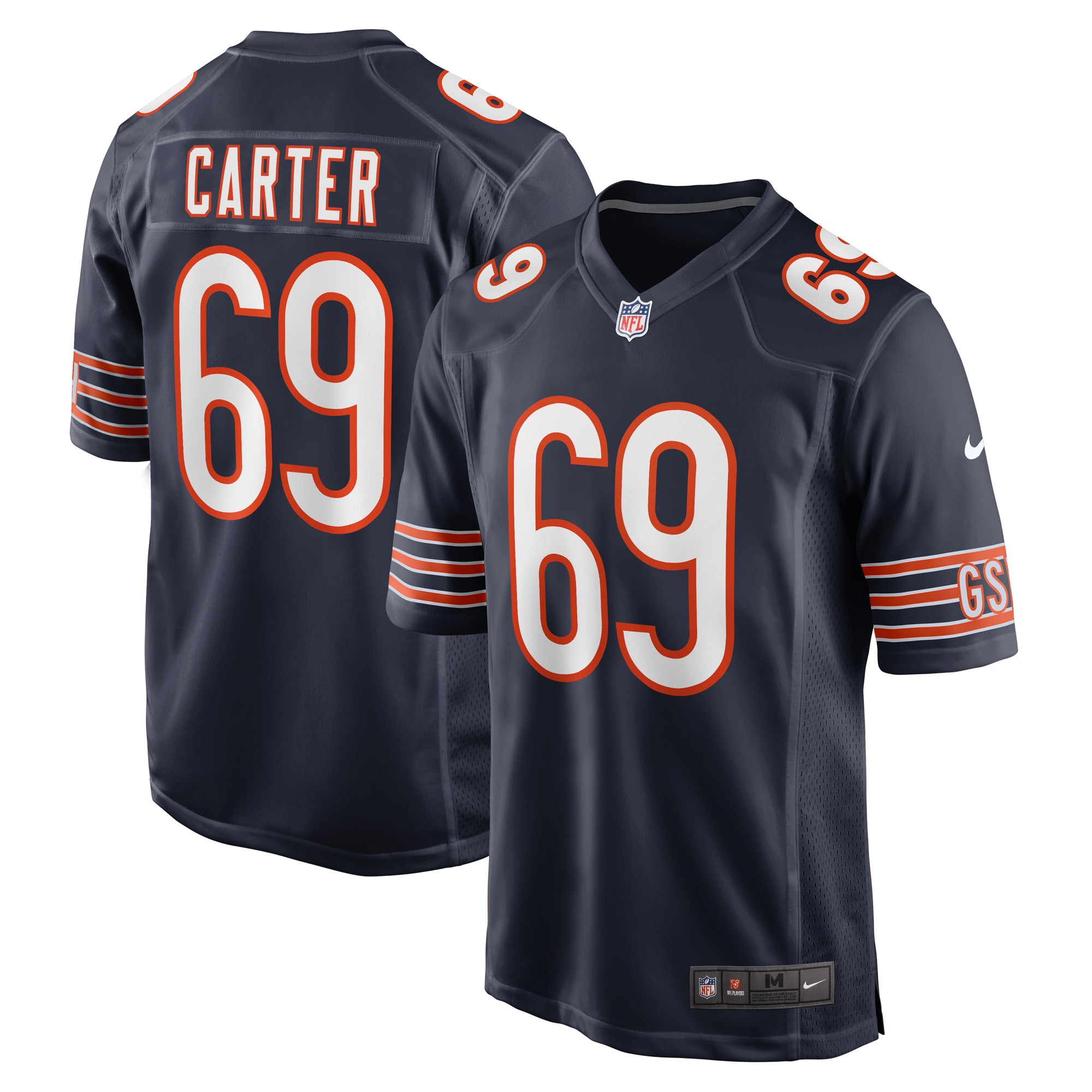 Men’s Chicago Bears Ja’Tyre Carter Navy Game Player Jersey