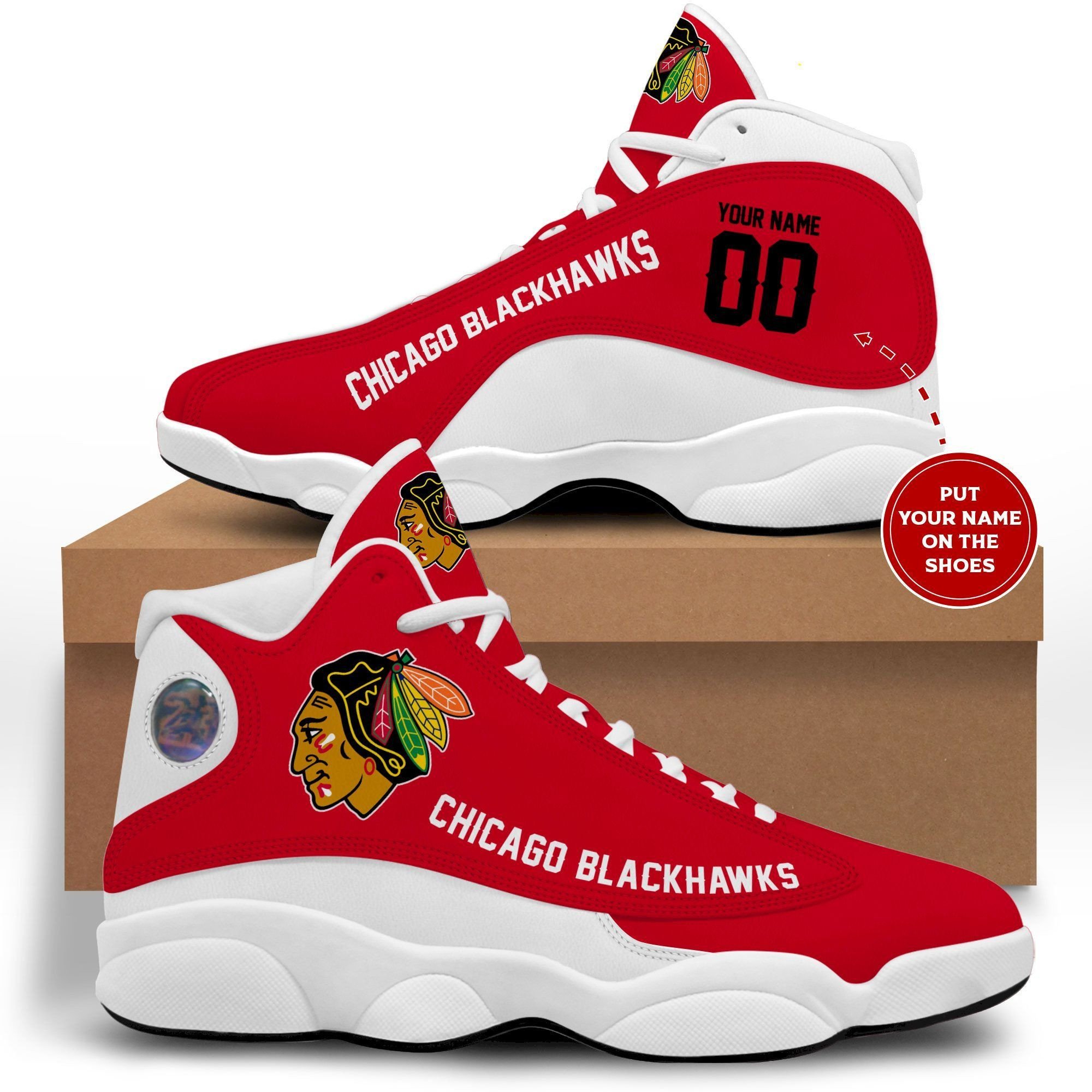 Chicago Blackhawks Personalized Air Jordan 13 Sneakers Sport Shoes For Fans