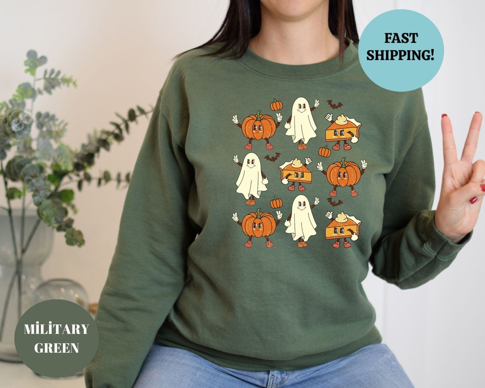 Vintage Halloween Sweatshirt 2D Crewneck Sweatshirt All Over Print Sweatshirt For Women Sweatshirt For Men Sws3815