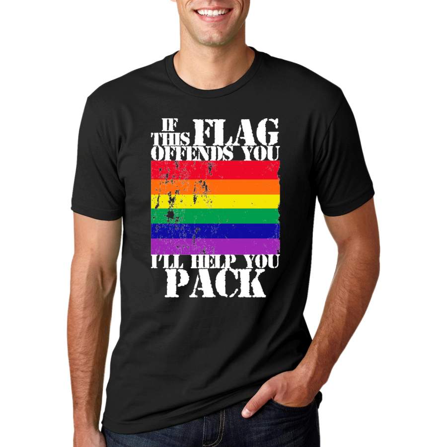 If This Flag Offends You I’ll Help You Pack Gay Lesbian LGBT Pride Graphic T-Shirt