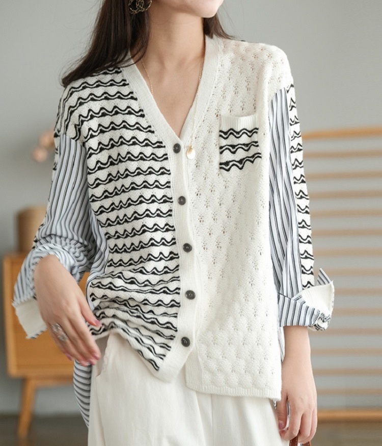 XFPV Autumn Winter 2022 New Y2k V Neck Button Stitching Temperament Sweater Top Women’s Cardigan Coat SM840 alx