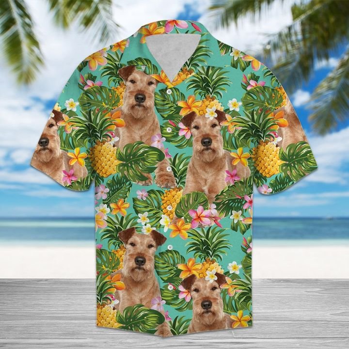 Tropical Pineapple Irish Terrier Hawaiian Shirt Summer Button Up For Men, Women, Couple