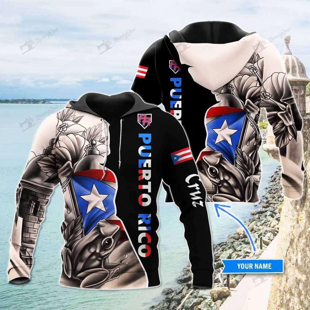 Puerto Rico With Flag Personalized 3D Hoodie BIT20120907