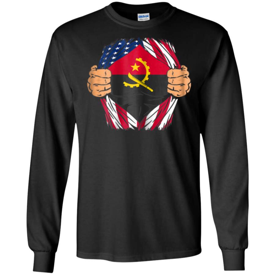 AGR Angolan Blood Inside Me Angola American Flag Long T-shirt