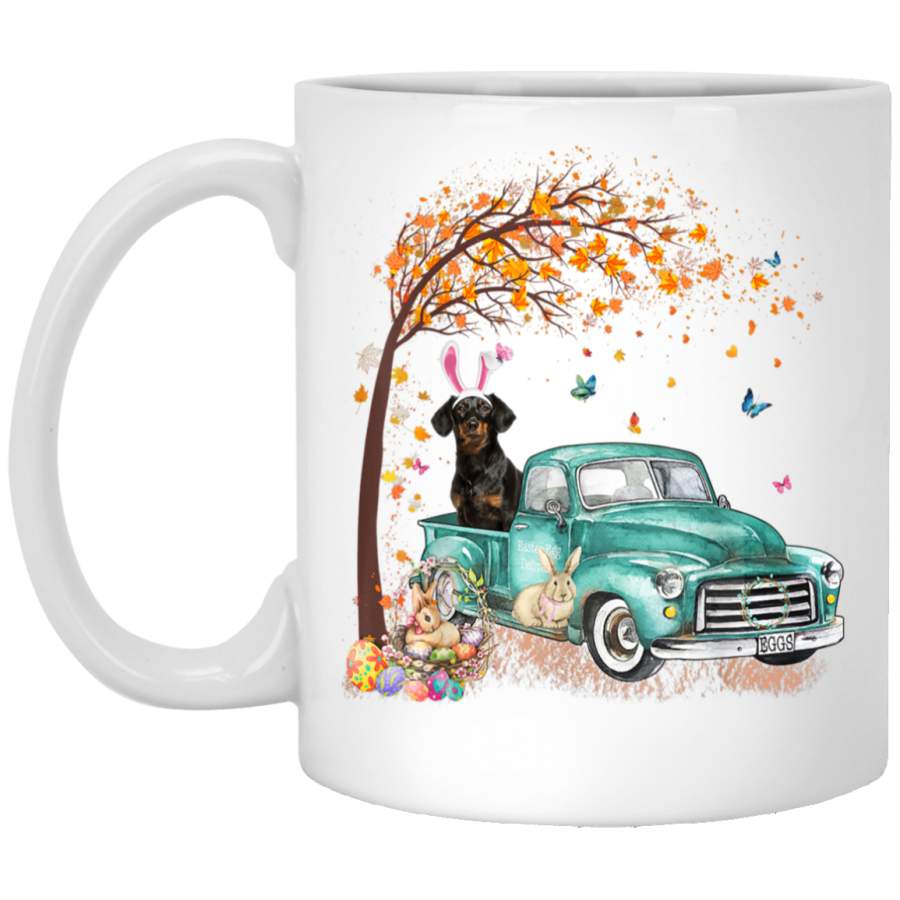 Dachshund Ear Costume Rabbit Eggs Vintage Retro Truck Mug