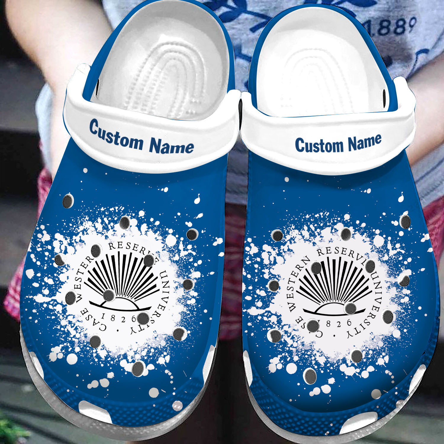 Custom Name Blue Case Western Reserve University Clog Shoes #Dh