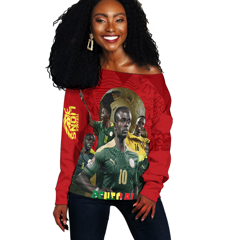 Senegal Afcon 2022 Champions Off Shoulder Sweater Teranga Lions Lt7