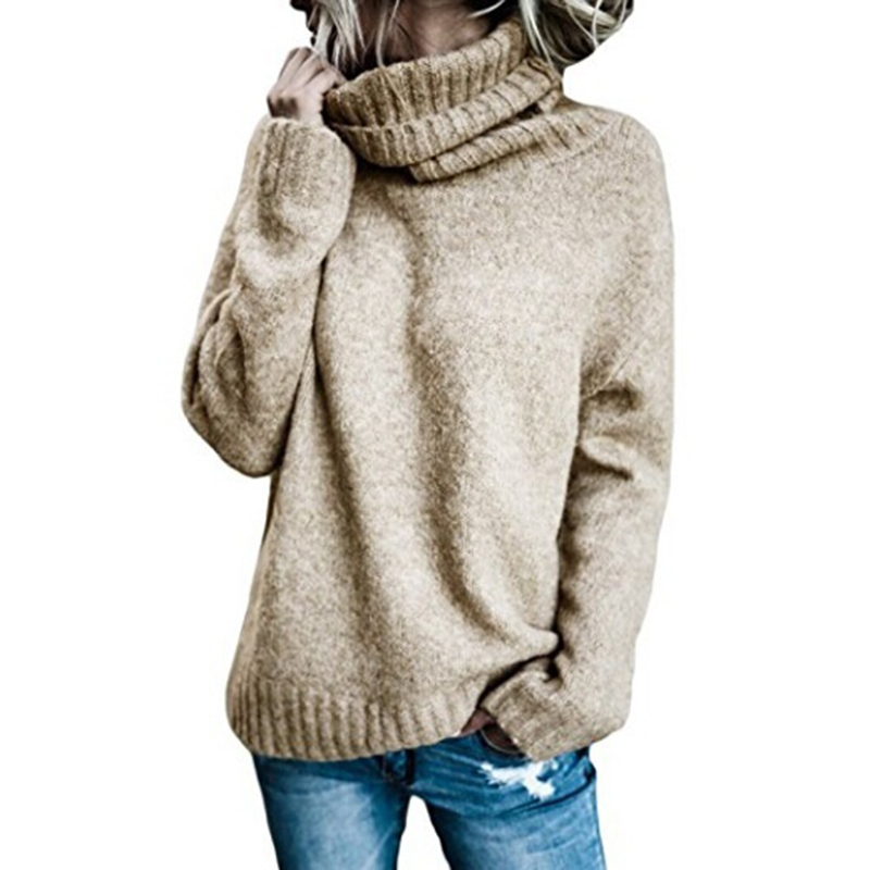 Women Fashion Loose Solid Casual Turtleneck 2020 New Autumn and Winter Sweater Basic Knitted Cotton Pullovers Jumper Tops Female alx