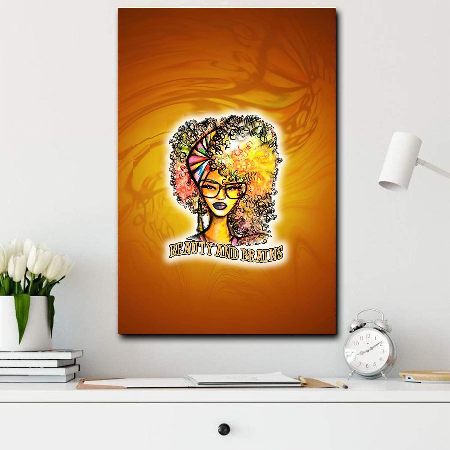 African Retro Vintage Poster Black Girl Beauty And Brains Black Home Decor