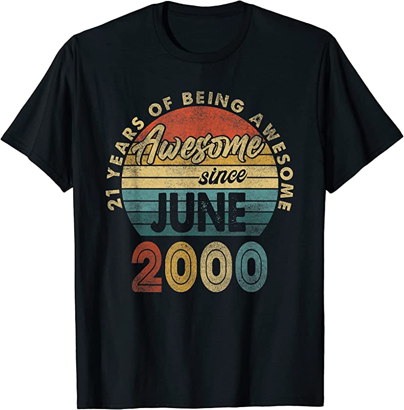 21 Year Old Retro June 2000 Vintage 21st Birthday Gift Men T-Shirt