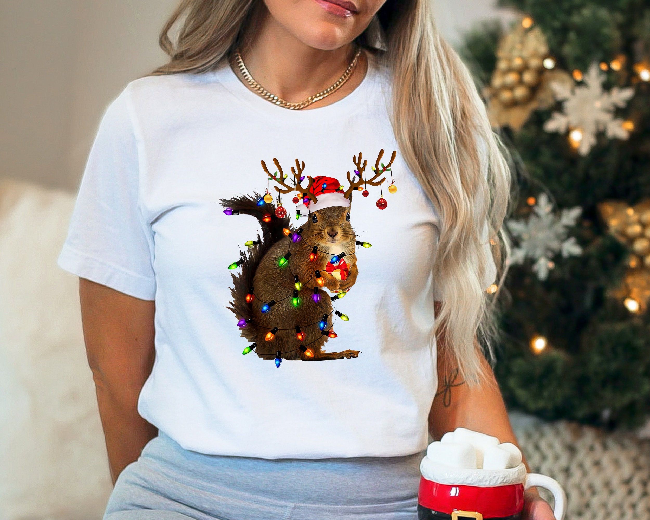 Christmas Squirrel Lights Shirt, Christmas Shirt, Family Christmas Shirt, Christmas Gift Shirt, Christmas Gift For Her, Funny Christmas Tee