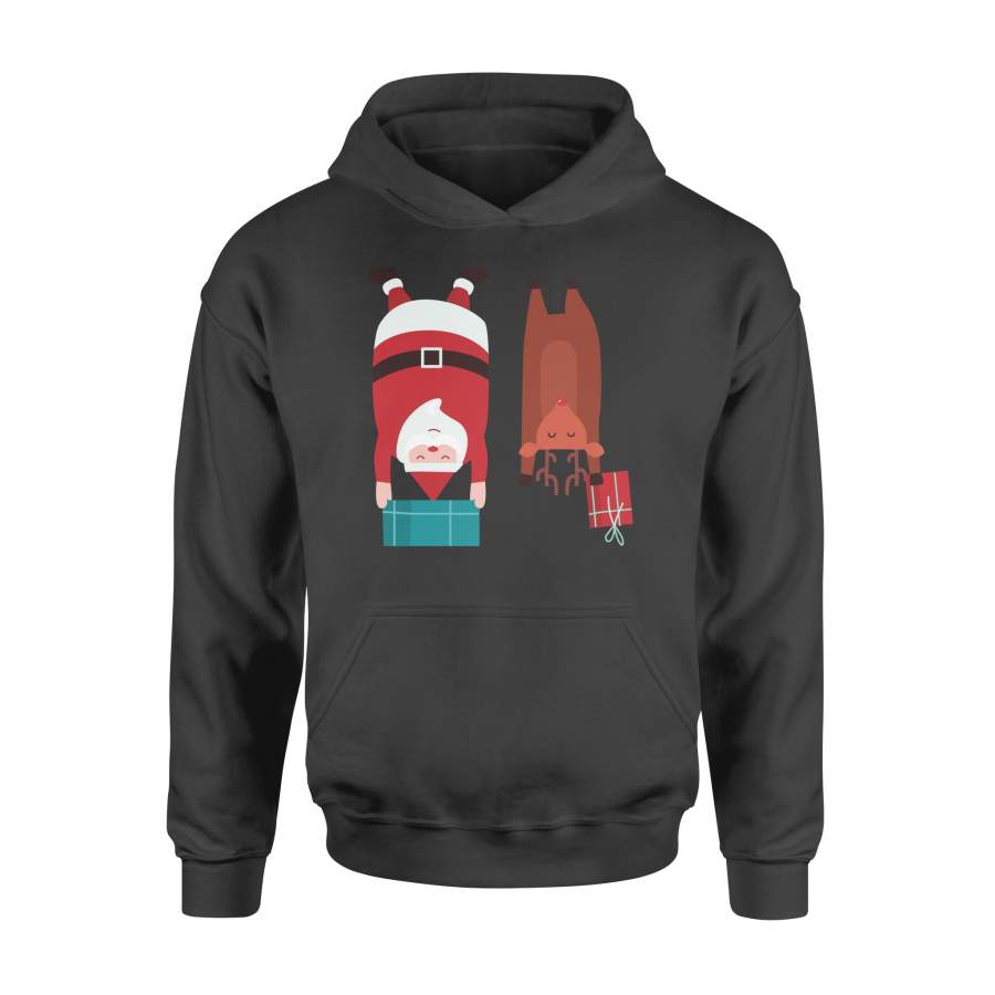 Christmas Gift Idea Santa And Reindeer Carrying Gift Boxes Are Upside Down – Standard Hoodie
