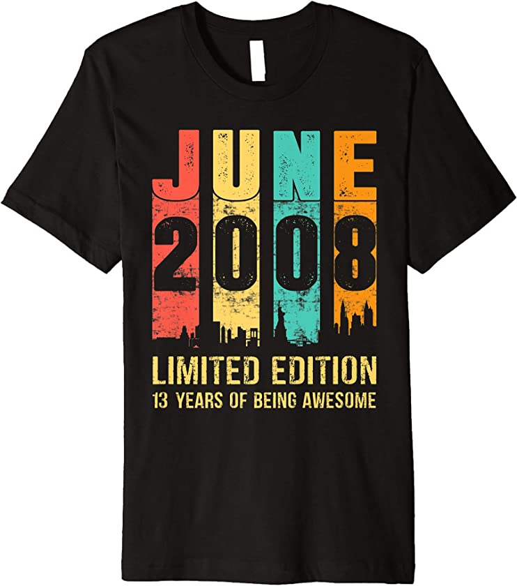 Vintage June 2008 Limited Edition 13 Year Old 13th Birthday Premium T-Shirt