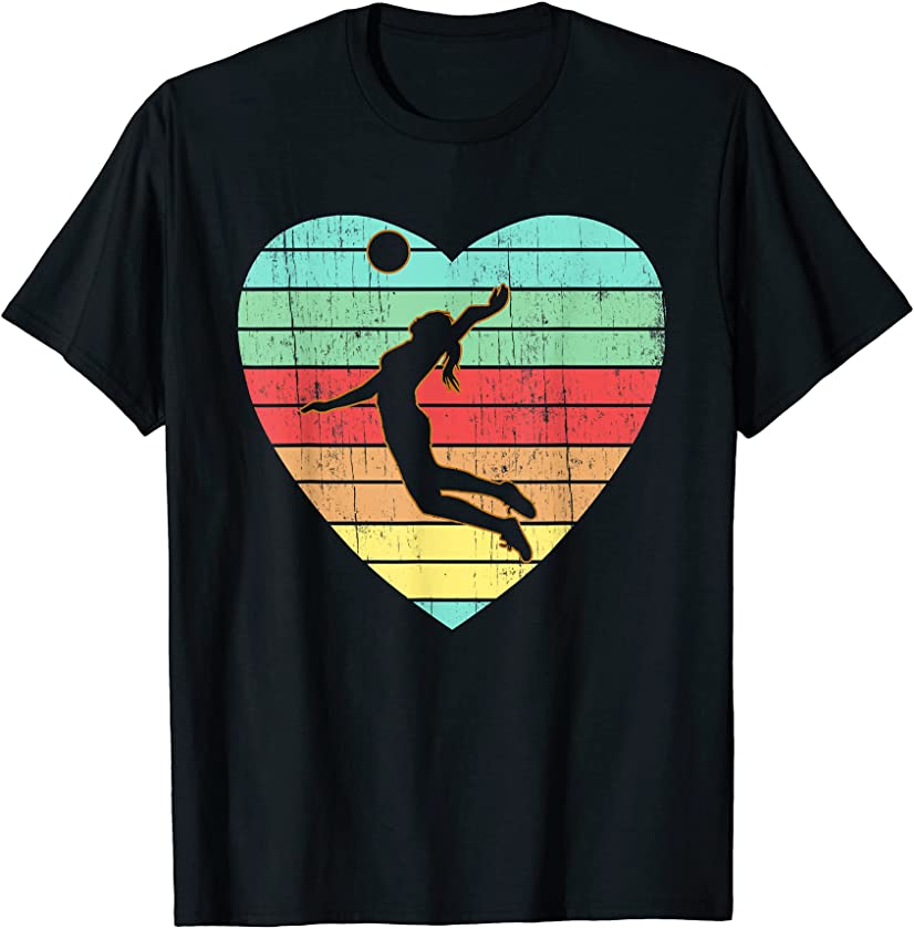 Vintage Valentines Day Heart Gifts Volleyball Player Girl T-Shirt