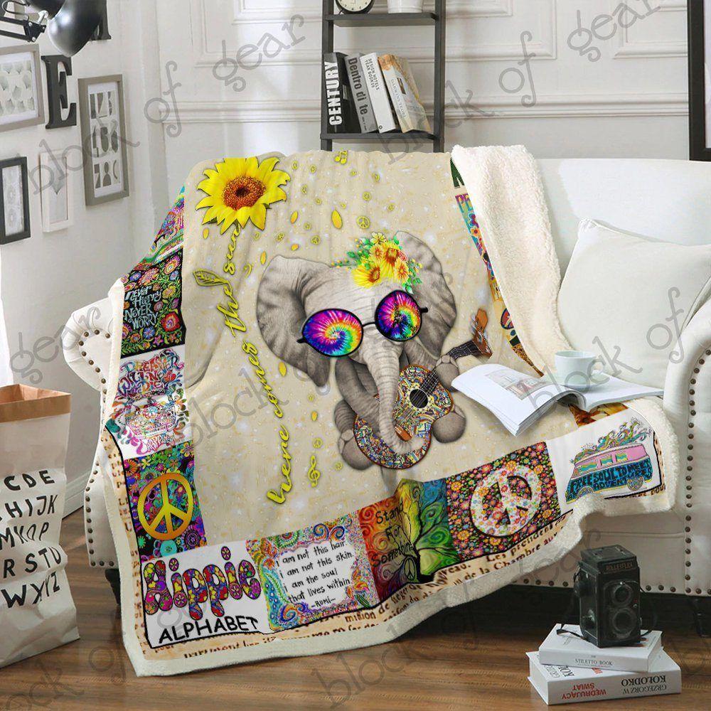 Hippie Sunshine Elephant Cl04100104F Sherpa Fleece Blanket