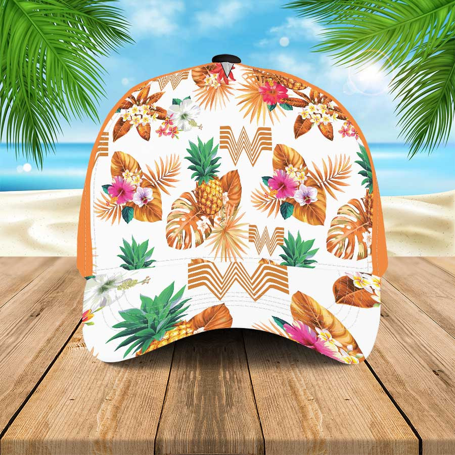 Whataburger Hawaii Summer Hats For Women Flowers And Pineapple Pattern Cap Ha69323