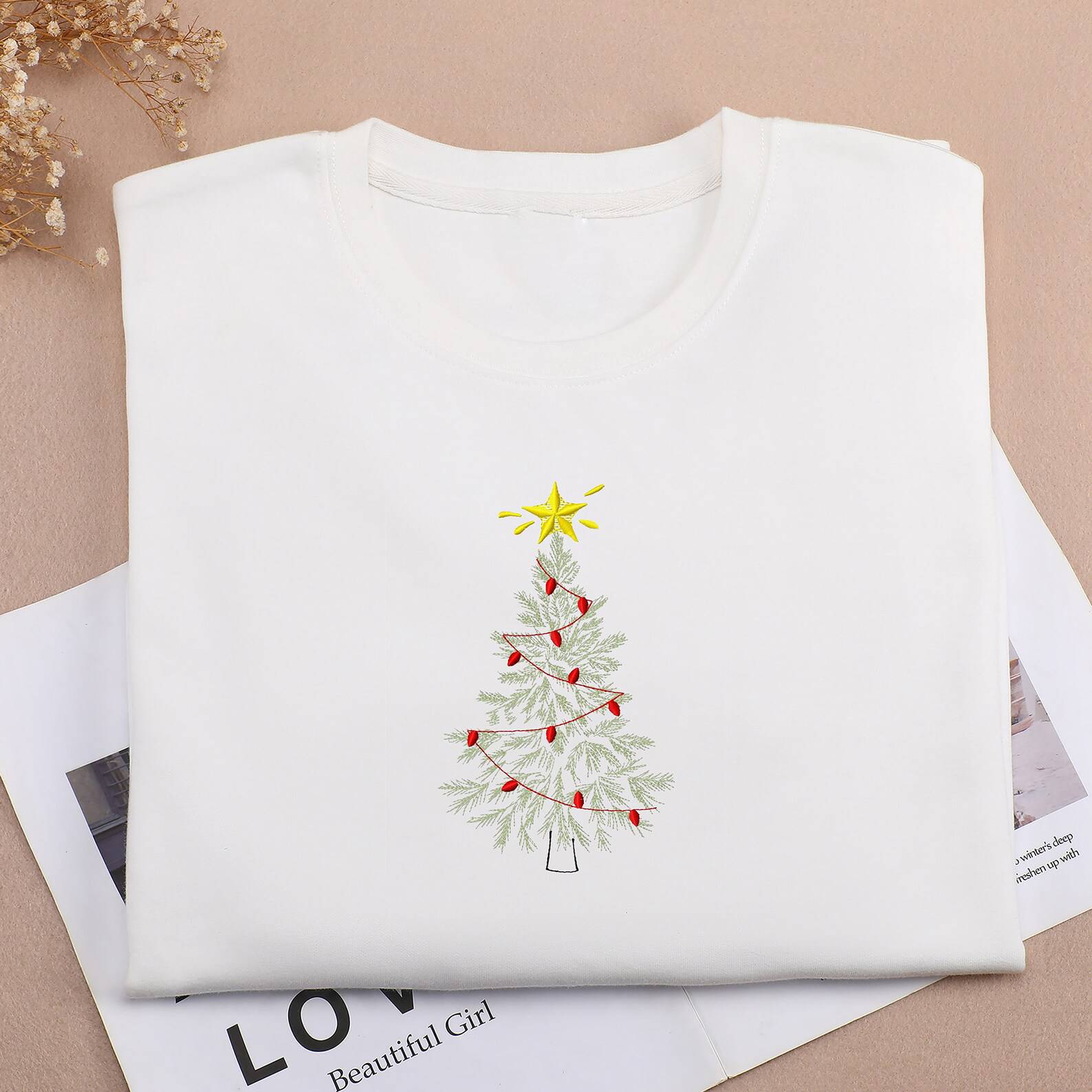 Merry Christmas Embroidered Sweatshirt 2D Crewneck Sweatshirt All Over Print Sweatshirt For Women Sweatshirt For Men Sws4887