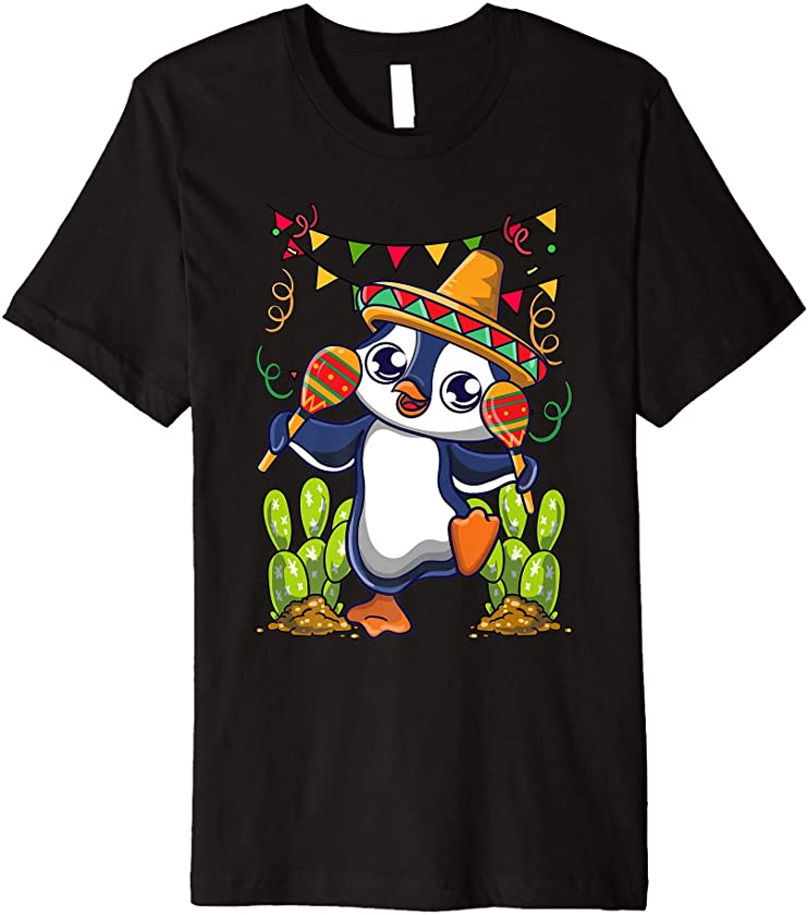 Kawaii Sombrero Penguin Funny Cinco De Mayo Premium T-Shirt