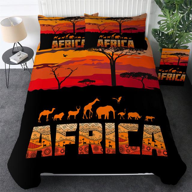 African Animal 3 Pieces Quilted Comforter Set