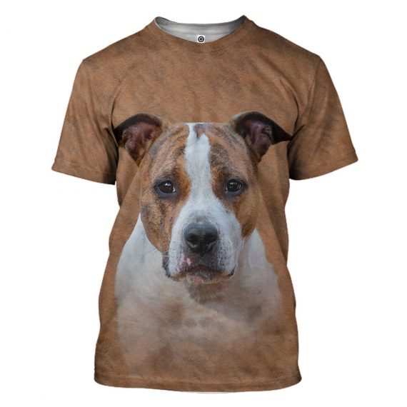 3D American Staffordshire Terrier Dog Front And Back All Over Print Unisex Tshirt For Dog Lovers