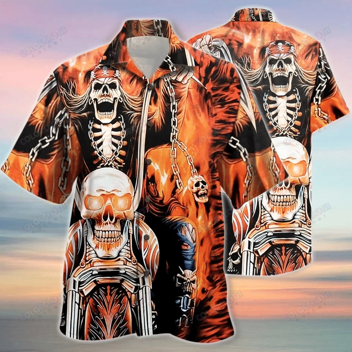 Skull Biker Motocycle Hawaii Shirt Unisex Adult Ha96