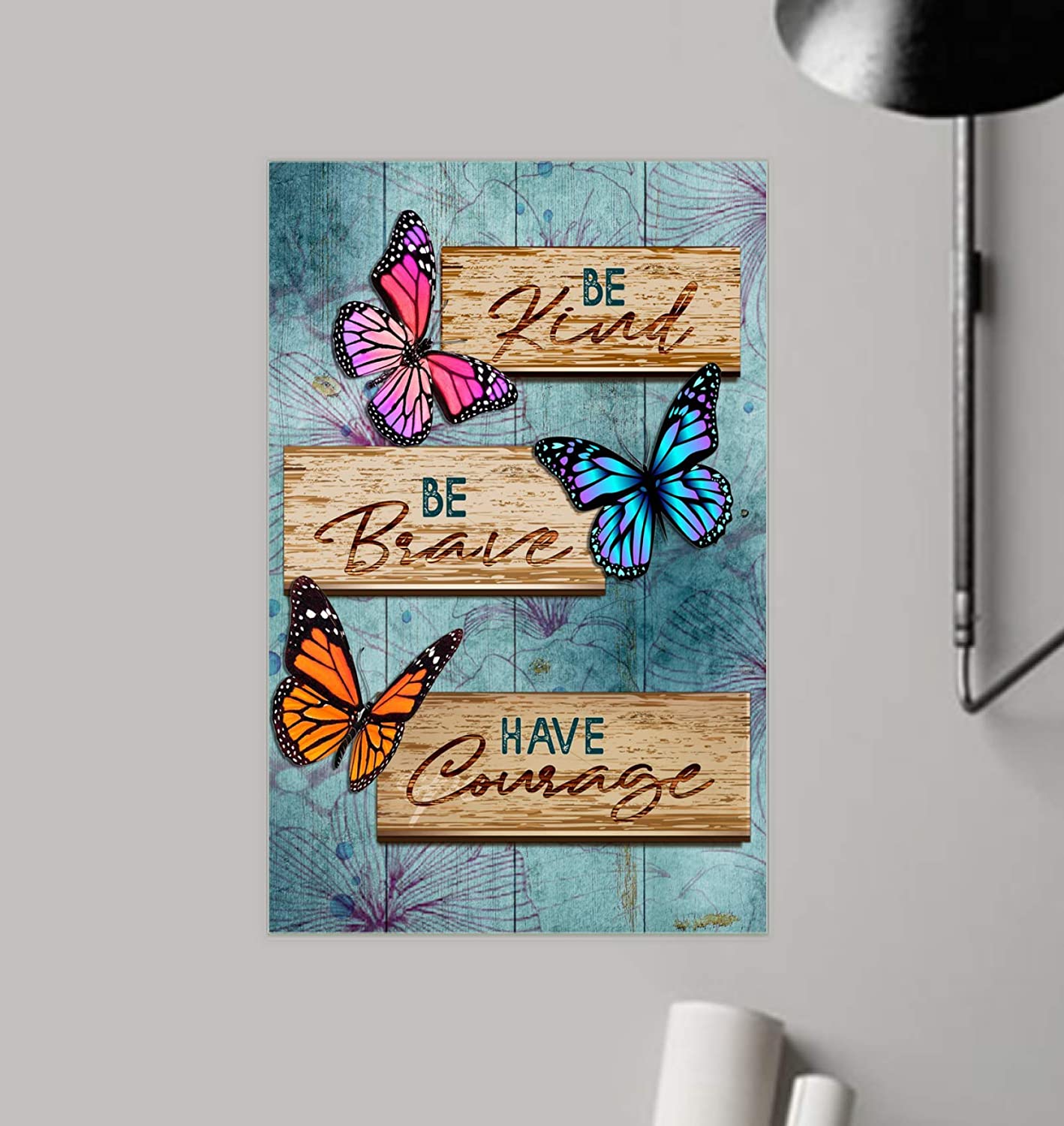 Vintage Butterflies – Be Kind Be Courage Poster Art Print      Home Decor Gift For Men Women Family Friend On Birthday Xmas