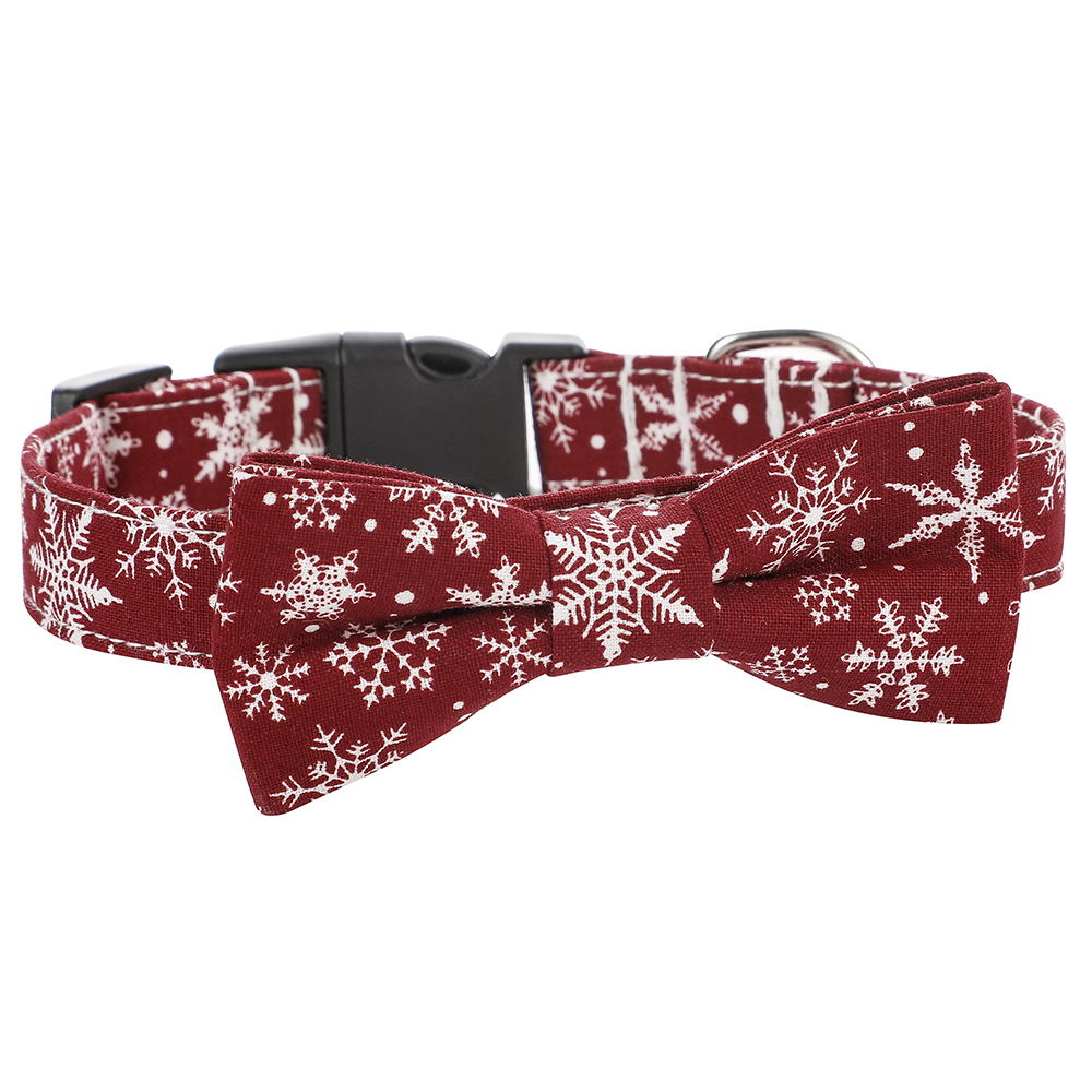 Christmas Puppy Collars Snowflake Bow Tie Pattern Comfortable Soft Adjustable Dogs Cats Bow Tie Pet Costume Accessories Decor alx