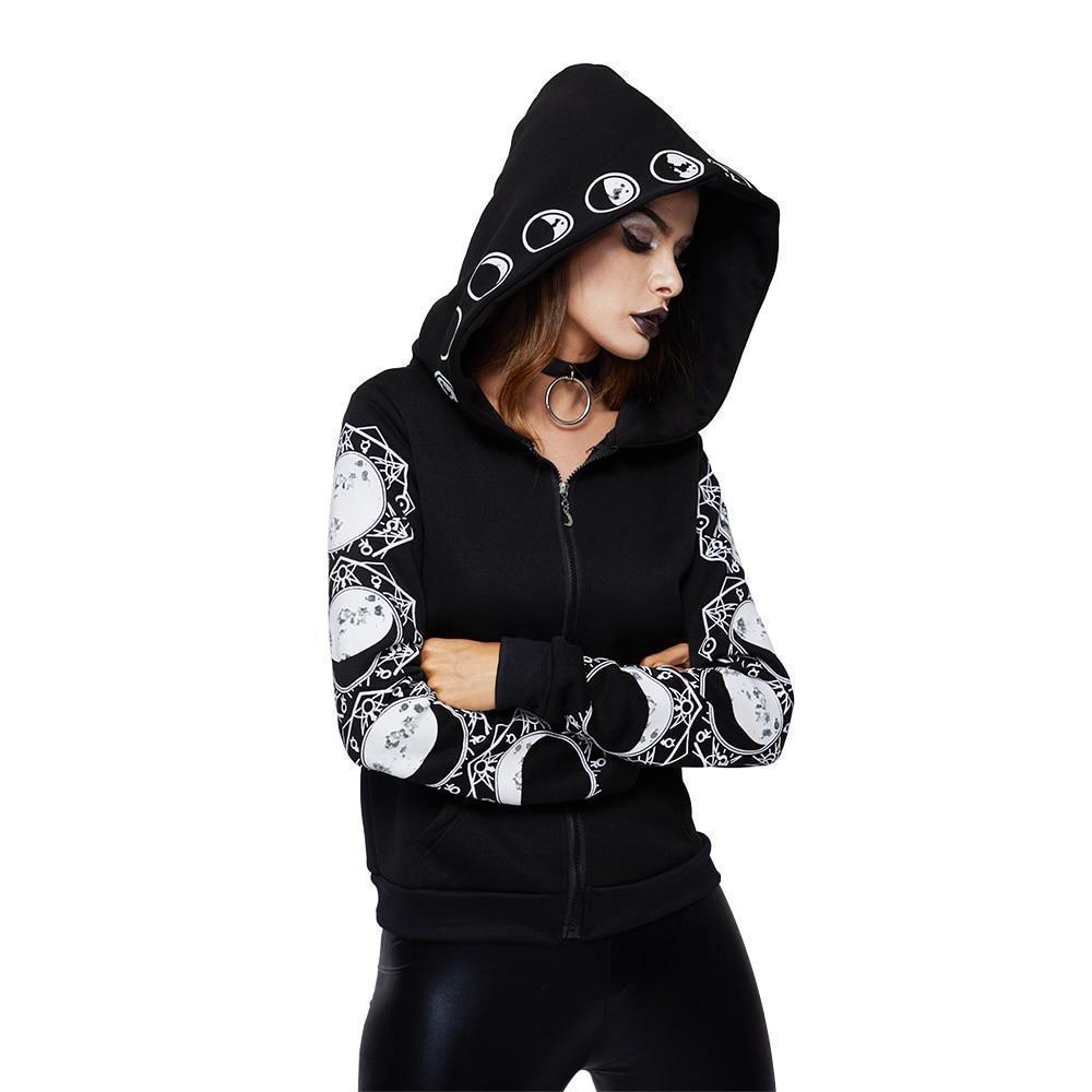 Women Goth Hoodie Plus Size Black