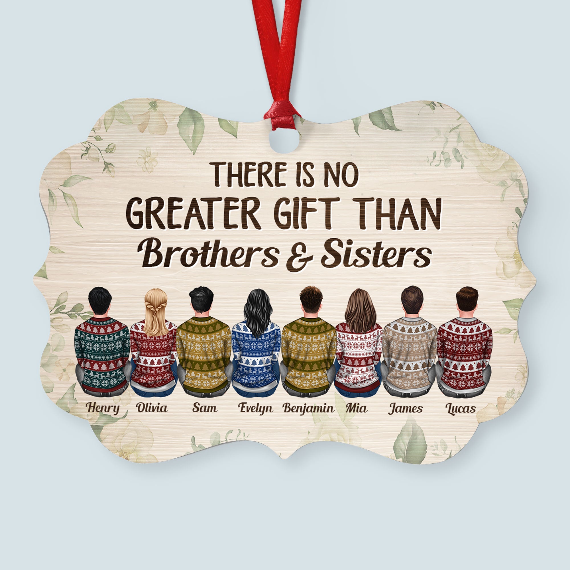 The Love Between Brothers And Sisters Is Forever – Personalized Aluminum Ornament – Christmas Gift Siblings Ornament For Siblings, Best Friends – Ugly Christmas Sweater Sitting