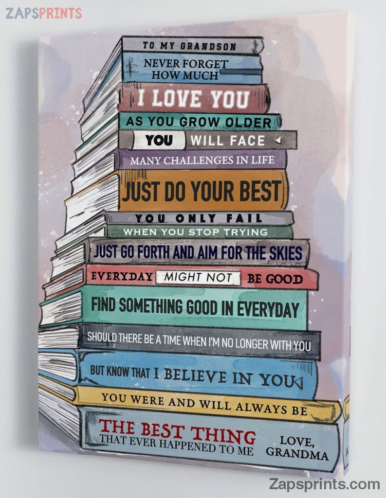 Grandchildren Canvas  – To My Grandson – From Grandma – Framed Canvas Gift Gms042 – Drandkids Canvas Artblankets.