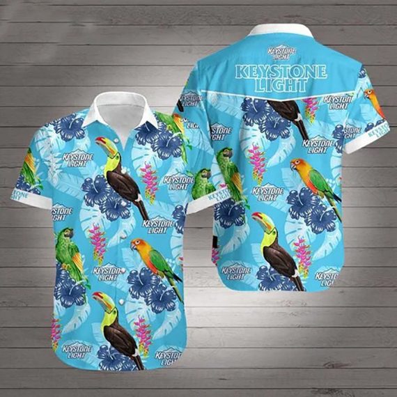 Tropical Parrot Keystone Light Hawaiian Shirt Aloha Beach Holiday Casual Ha78879