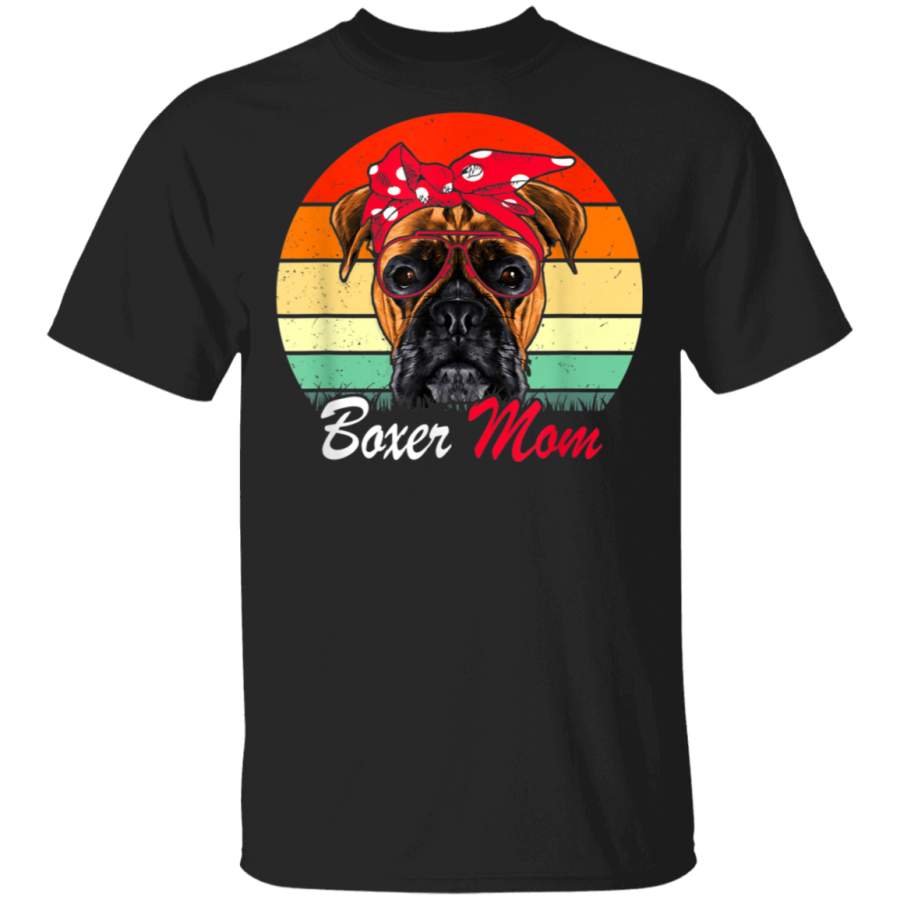 Vintage Dogs Boxer Mom Funny Lover Dogs Mom Tshirt