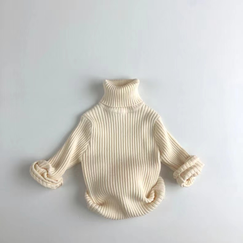 Autumn 2022 Children’s Knitwear Thick Solid Color with Long-sleeved Boys and Girls Baby Pullovers Western Turtleneck Sweater alx