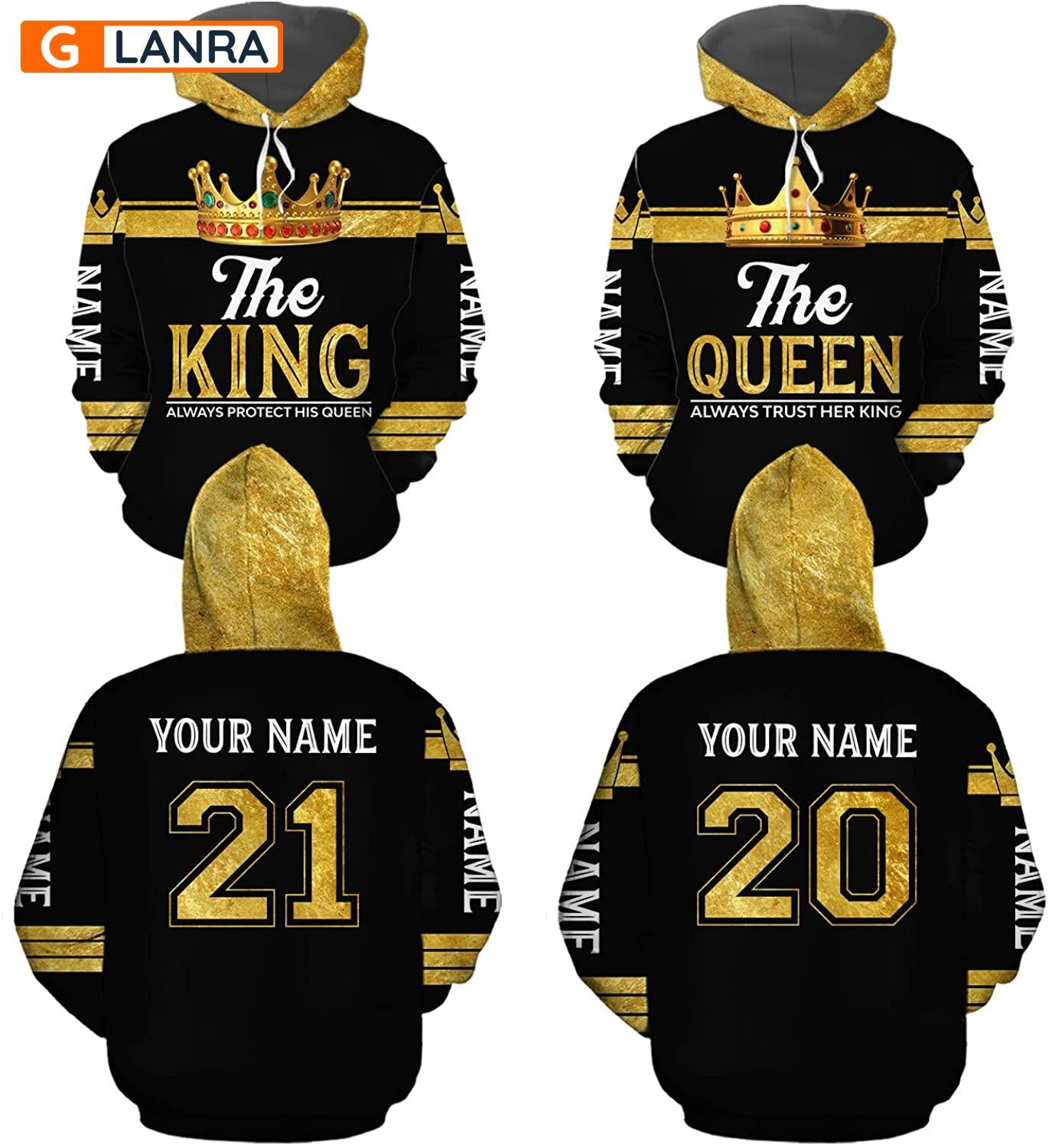 Personalized The King Always Protect His Queen The Queen Always Trust Her King Hoodie, Custom Couple Hoodie, Husband Wife Unisex Sweater, Sweatshirt