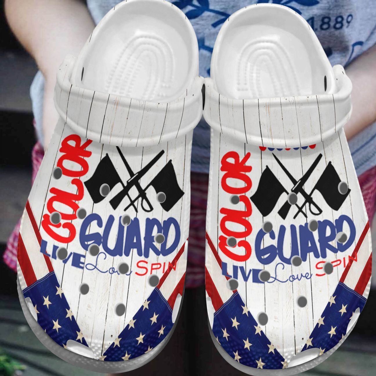 Colour Guard Personalized Clog, Custom Name, Text, Color, Number Fashion Style For Women, Men, Kid, Print 3D Live Love Spin