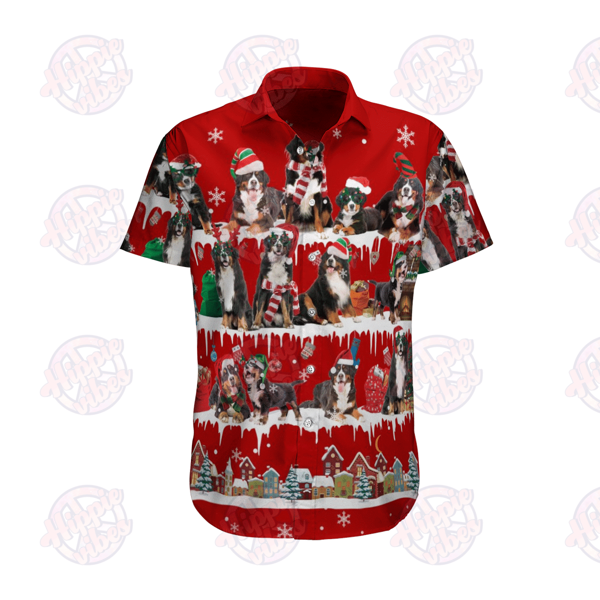 High quality Bernese Mountain Dog Snow Christmas Hawaii Shirt