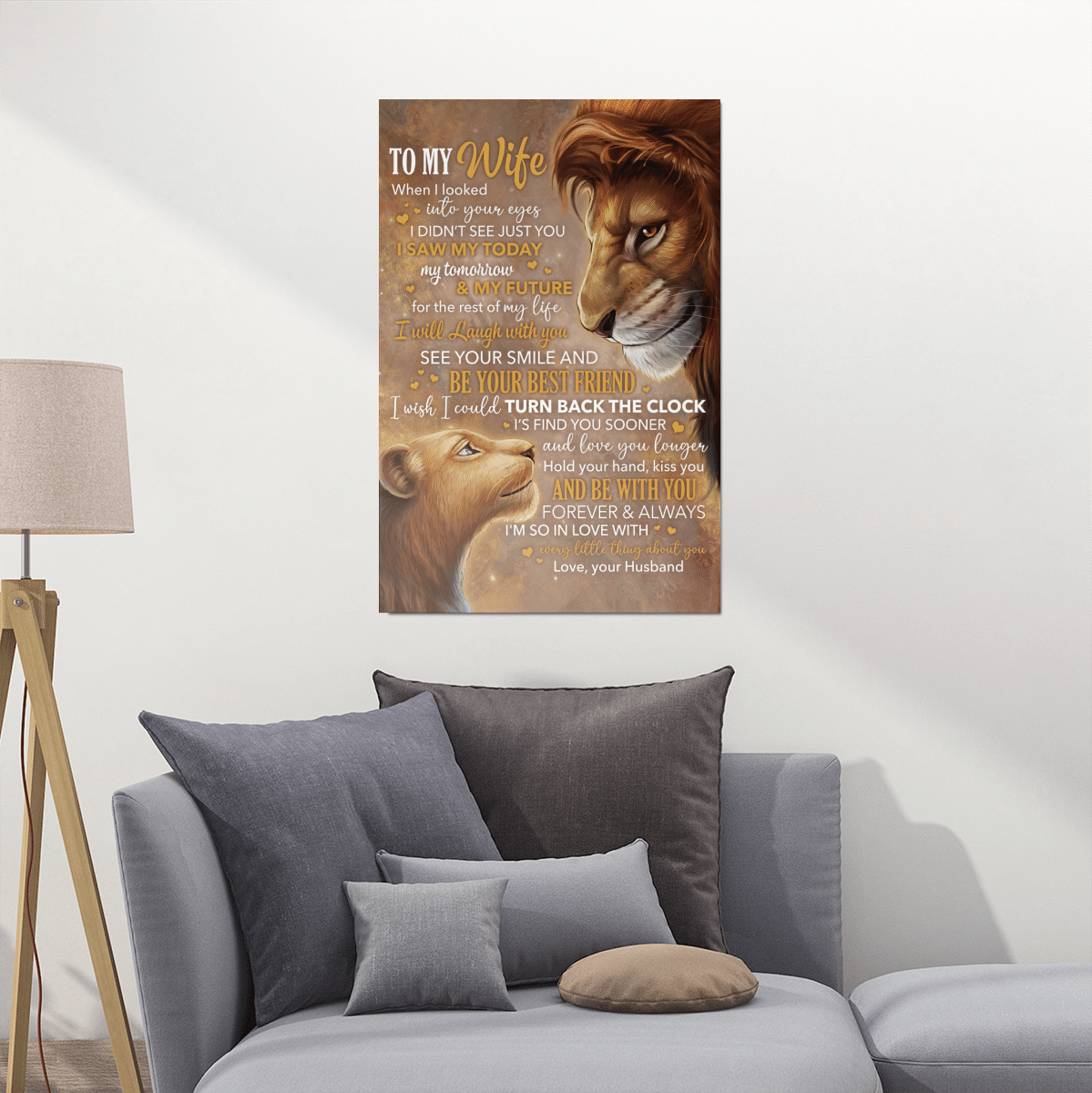 Canvas Poster For Wife From Husband Gift For Wife From Husband And Wife Canvas Poster Lion Wall Art