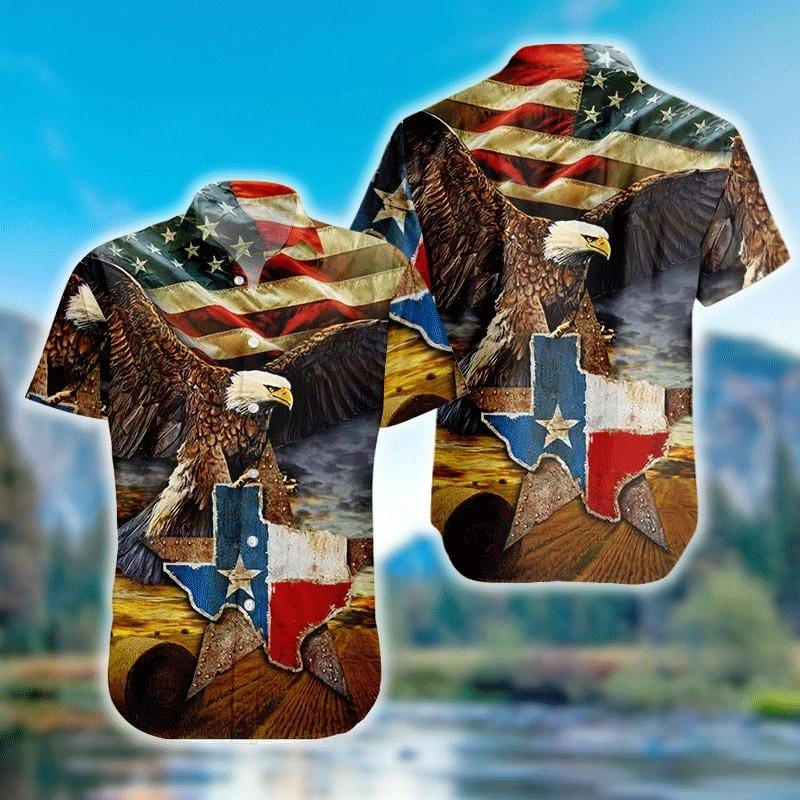 The Eagle With Texas Flag Hawaii Aloha Shirts Va Ha44587