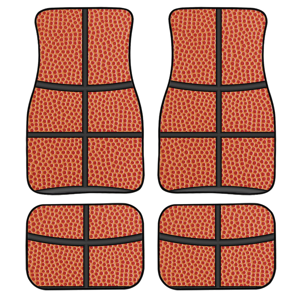 Basketball Ball Texture Print Front And Back Car Floor Mats, Front Car Mat