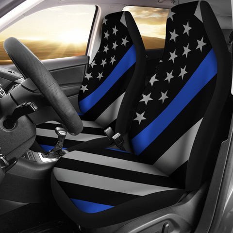 Thin Blue Line Flag – Car Seat Covers – Type 4 (Set Of 2)