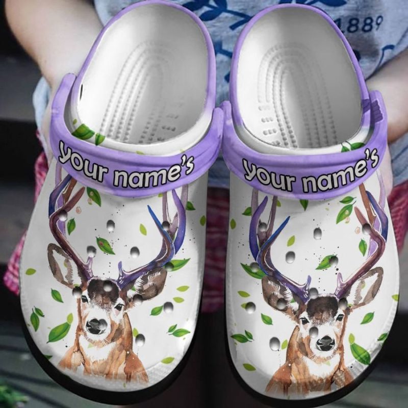 Deer With Roses Clog Shoes Birthday Thanksgiving Gift