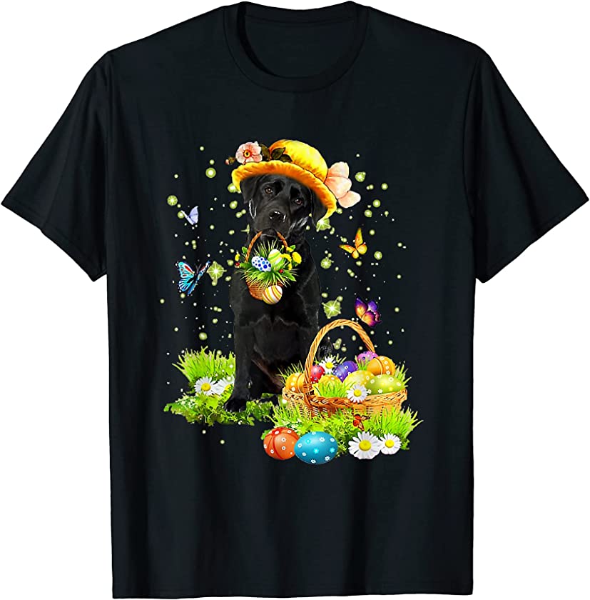 Bunny Black Labrador Dog, Happy Easter Eggs, Easter Gift T-Shirt