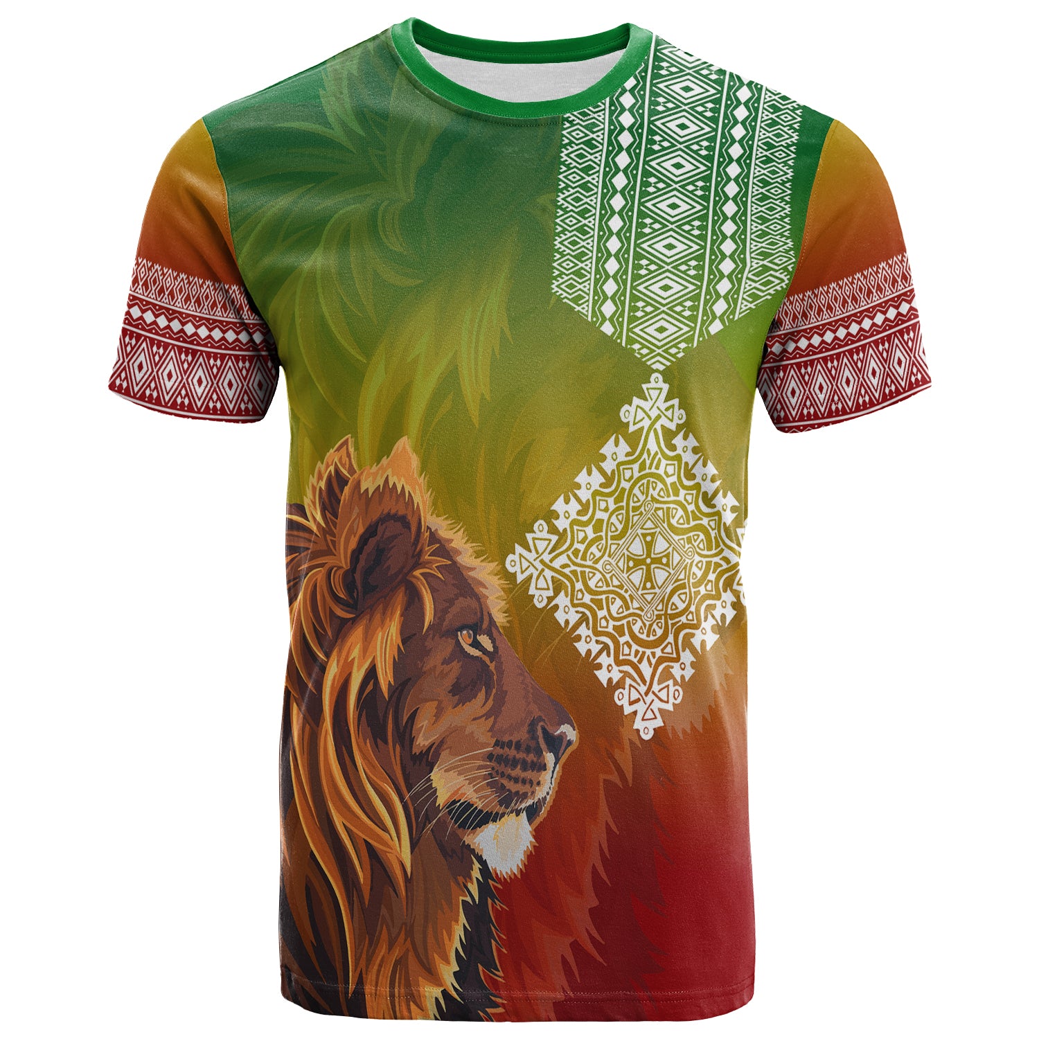 (Custom Personalised) Ethiopia Lion Of Judah T Shirt Ethiopia Flag Gradient Lt7