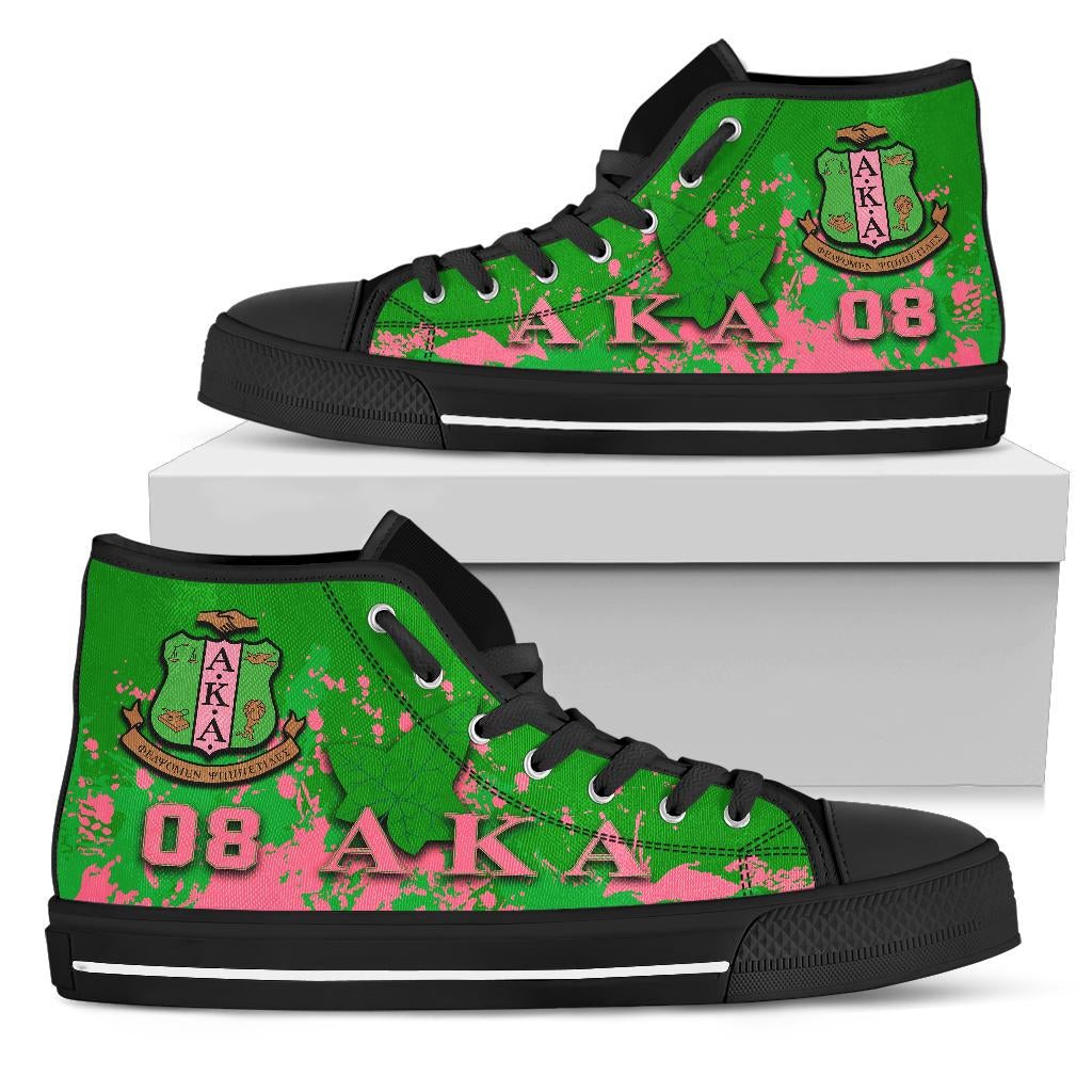 Wonder Print Footwear – Alpha Kappa Alpha High Top Shoe – Spaint Style Lt10